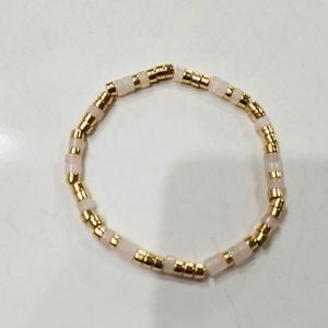 BaubleBar Pisa bracelet - rose quartz gold